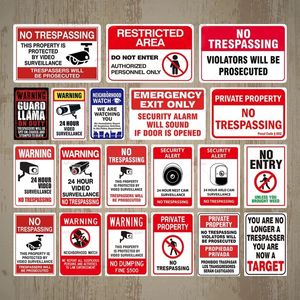 Geen binnendringend bliksignaal waarschuwing Vintage metalen bord Video Surveillance Sign Wall Decor Yard Sign No Entry Metal Signs Man Cave Home Decor Outdoor Metal Maat 30x20cm W01