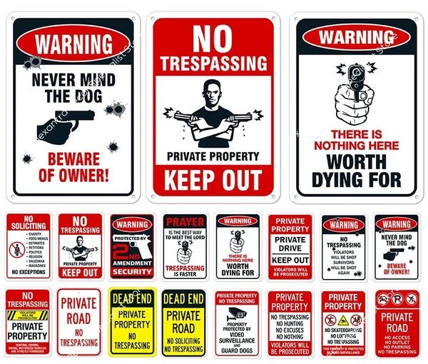 Panneaux d'avertissement en étain interdits, Plaque d'avertissement en métal, vidéosurveillance, affiche d'art mural, cour, ferme, peinture en fer, 20x30cm Woo