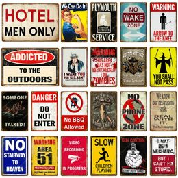 No Wake Zone Metal Tin Signs Danger Do Not Enter Vintage Wall Plate para Pub Bar Club Home Hotel Decor Retro Warning Poster 30X20cm Woo