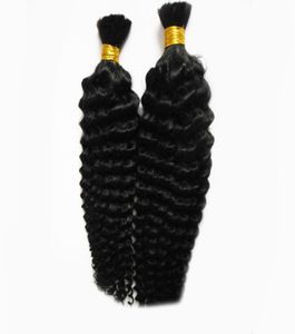 Aucun paquet de cheveux humains bouclés de trame Extension de cheveux 2 paquets de cheveux humains en vrac pour Braiding2091383