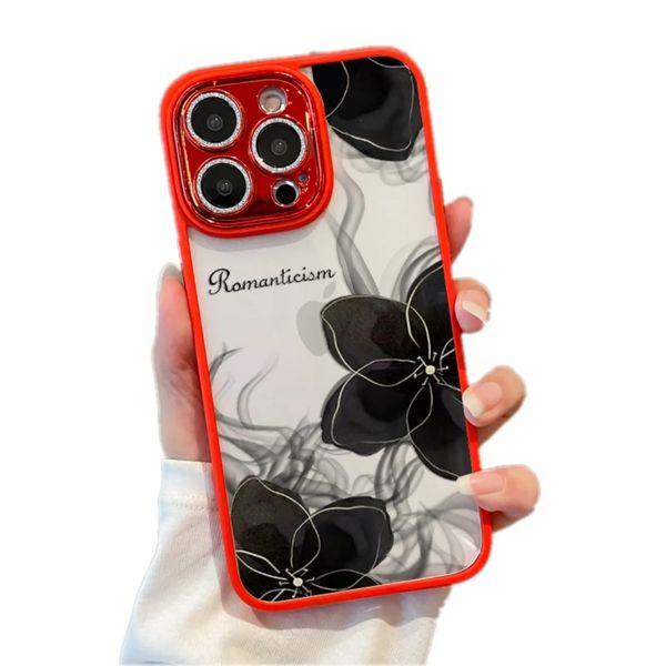 Pas de jaunissement Goth lily Diamond lens protection Phone Case Pour iPhone 15 14 13 12 11 Pro Max 14 Plus Résistant aux chutes résistant à la saleté