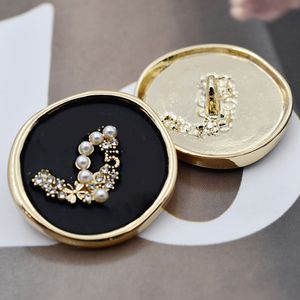 Boutons lettres en cristal perle NO5, pour manteau, veste, pull, bouton de couture rond, bricolage, 25mm