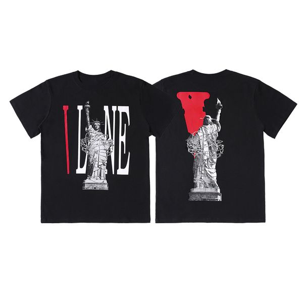 2023 INS Trends Brand High Street T-shirts pour hommes Lettre V pour femmes Statue de la Liberté imprimée 100% coton à manches courtes Hip Hop T-shirt ample décontracté à manches courtes