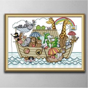 Noah's Ark 2 Handgemaakte Kruissteek Ambachtelijke Gereedschappen Borduren Handwerken sets geteld print op canvas DMC 14CT 11CT Home decor pa212F