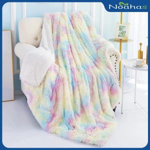Noahas Soft Fuzzy Rainbow Deken voor meisjes Kinderen gooien dekens voor bankbankbed kleurrijk en lichtgewicht wortel kamer decor 240328