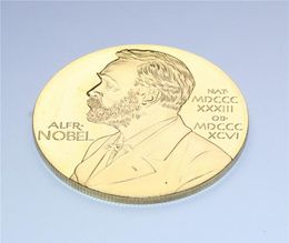 Nobel Gold Coin 24k Goldplated Commémorative Médailles Foreign Badge Collection Gift 5PCSLOT Inventas Vitam IUVAT EXCOLUISSE Per AR6627282
