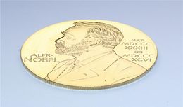 Nobel Gold Coin 24k Goldplated Commémorative Médailles Foreign Badge Collection Gift 5PCSLOT Inventas Vitam IUVAT EXCOLUISSE Per AR4384745
