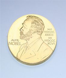 Nobel Gold Coin 24k Goldplated Commémorative Médailles Foreign Badge Collection Gift 5PCSLOT Inventas Vitam IUVAT EXCOLUISSE Per AR2514896