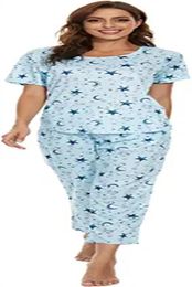 Nobemall Womens Home Vlothing Pyjamas Set Shorts Soft Lounge sets mignons à manches courtes pyjamas avec pochetsstar Moon7906310