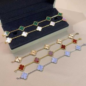 Nobele en elegante vaned armband populaire geschenkkeuze vier blad klaver vijf bloem vrouwelijk dikke ketting witte fritillaria rood met originele logo -doos