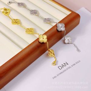 Nobele en elegante vaned armband populaire geschenkkeuze Hoge prachtige bloem vier blad klaver vijf met Vanl -logo