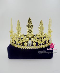Noble King Queen Crown Imperial Medieval Tiara Hoofdband Pageant Parepy Party -kostuum voor mannen of vrouwen Haaraccessoires Cosplay Props 00047950085