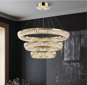 Noble LED Or Argent Dimmable Lustre En Cristal Éclairage Lampes Suspendues Suspension Luminaire Lampen Pour Foyer