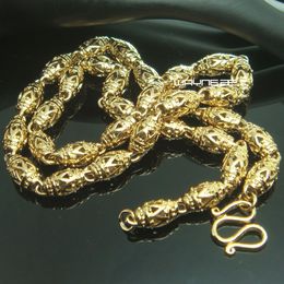 Благородное мужское ожерелье с полыми бусинами из 18-каратного золота, звено цепи, 50 см, длина 7 мм, N3003161