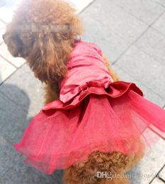 Noble bruiloft jurk blingbling tricolor lente en zomer hondenkleding huisdier kleding huisdieren jia357