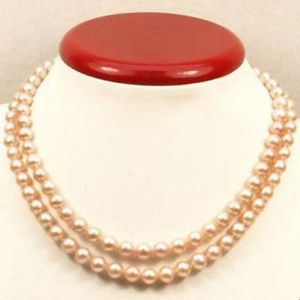 Colliers de perles 9-10mm, collier de perles roses naturelles des mers du Sud, 35 pouces, fermoir en or 14 carats