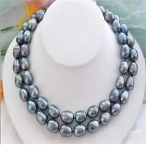 EDELSTE ZELDZAME NATUURLIJKE 12-15MM ZUIDZEE ZWART BLAUWE PAREL KETTING 35 GOUDEN SLUITING268d