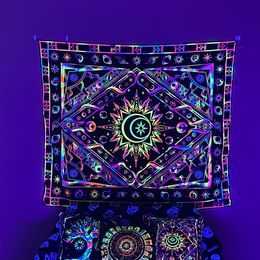 Noctilucent Astrologie Tapestry Tissu suspendu Tapisses Fond de tissus Night Glow Ins Style Hanging Tissu décoratif Tissu bohème Tapisserie