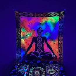 Noctilucente Shakyamuni Tapestry Tapices colgantes Tapices de fondo Noche de tela Ins Estilo de tela colgante Tapestería bohemia