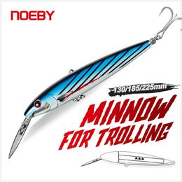 NOEBY Trolling Minnow Señuelo de pesca 130 mm 33 g 185 mm 60 g 225 mm 76 g Wobblers Cebo duro artificial Señuelos de pesca para barcos de agua salada 240314