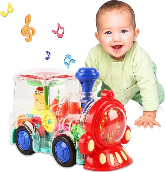 Noetoy Toys Train électrique jouet pour garçons filles tout-petits avec effet sonore de lumière froide équipement mécanique transparent cadeaux d'anniversaire de Noël