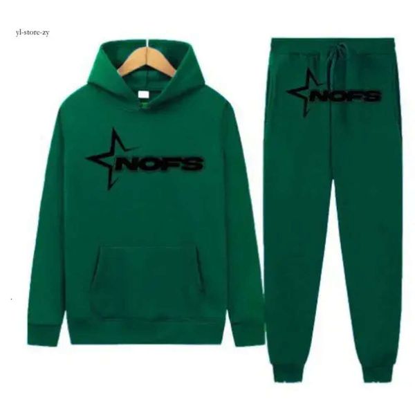 Nofs Survêtement Sweat-shirt pour hommes et femmes Y2k Sweats à capuche Nofs Sweat à capuche Lettre Pull Pantalon long Ensemble Sport Manches longues Punk Rock Nofs 6050