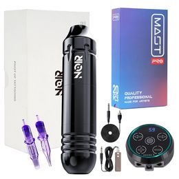 NOIR Core Motor Interfaz RCA Máquina de tatuaje rotativa Pluma LCD Conjunto de fuente de alimentación Adaptador Maquillaje Cartuchos permanentes Kit de agujas 240123