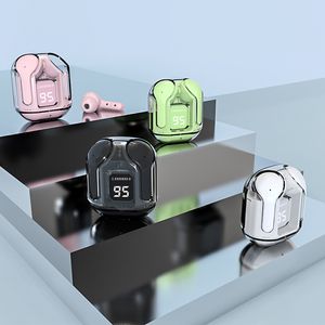 écouteurs antibruit sans fil bluetooth 5.3 écouteurs de sport stéréo hifi avec contrôle tactile intelligent affichage numérique étui de charge transparent charge rapide usb c