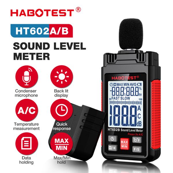 Sonomètres HABOTEST HT602 Sonomètre Numérique Portable DB Sonomètre Sonometros Bruit Sonomètre 30130dB Décibels Mini Sonomètre 230804