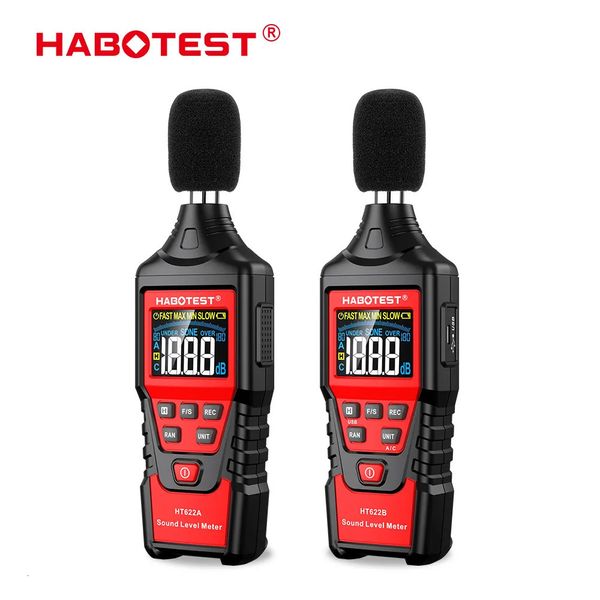 Mètres de bruit HABOTEST HT622 sonomètre numérique testeur de bruit détecteur de son moniteur décible 30-130dB avec fonction de connexion de données USB 231017