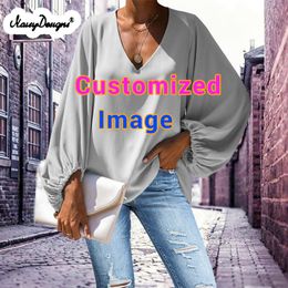 Noisydesigns Image personnalisée haut pour femme Blouses d'été tunique à manches longues dame chemises Blusas Roupa Feminina Drop 220616