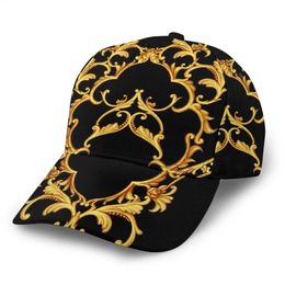 Noisydesigns Golden Baroque Pattern Baseball Cap pour les femmes et les filles Luxury Adult Sunhat Drop Summer 240327