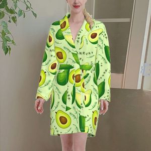 Noisydesigns Green Avocado Patroon Sexy Bathrobe Robe Unisex Vrouwen Paar EL Kleding Nightwear Plus Size 2xl Dropship 220627