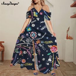 Noisydesigns luxe motif Floral femmes grande taille 4XL épaule froide Maxi bohème fendu Sexy robe de soirée robes formelles 220627