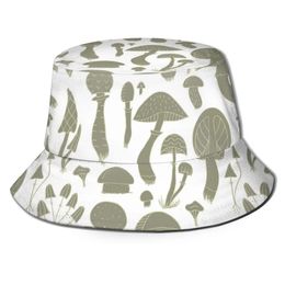 Noisydesigns Champignons Impression du chapeau blanc Femmes Men Hommes Cap Bucket Design plat Visor plat Harajuku Chapeaux de pêcheur Personnalité 240410