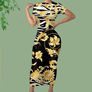 Noisydesigns Vestido vintage Golden Europa Floral Impreso Leopardo Diseñador Mujeres Lujo Damas 4XL Vestidos elegantes Dropship 220627