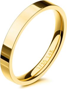 NOKMIT 3 mm 14K Gold Filled ringen voor vrouwen meisjes sierlijke gouden stapelbare band dunne gouden duim Pinky Finger Ring niet bezoedelen Comfort Fit maat 4 tot 11