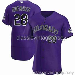 Nolan Arenado # 28 Purple V2 Jersey de béisbol XS-6XL Jersey de béisbol cosido para hombres, mujeres y jóvenes