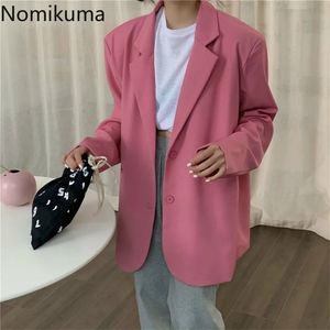 Nomikuma automne femmes Blazers manteau coréen casual solide costume veste à manches longues col cranté Blazer Feminimos 6B235 211019