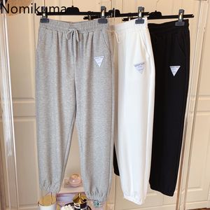 Nomikuma nieuwe sweatbroek vrouwen lente zomer enkellange broek lace up stretch hoge taille harembroek Mujer 6G439 210427