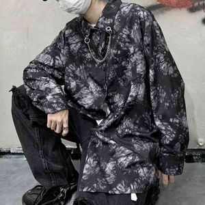 Nomikuma Vintage Harajuku Blouse Femmes Chaîne Décoration Unique Poitrine À Manches Longues Blouse Imprimé Coréen Streetwear Blusas 210514