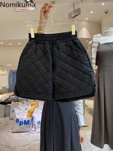 Nomikuma Dames Winter Shorts Koreaanse Argyle Wide Leg Bottoms Stretch Hoge Taille Korte Pantalones Cortos de Mujer 6D539 210611