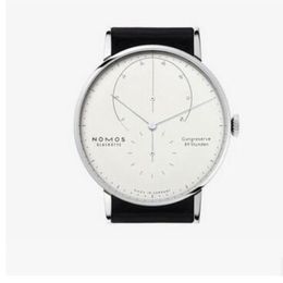 Nomos Nuevo modelo Marca glashutte Gangreserve 84 stunden reloj de pulsera automático reloj de moda para hombre esfera blanca tapa de cuero negro 314r