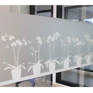 Niet-zelfklevende vensterfilm langdurige snelle DIY 45 x 200 cm Verwijder eenvoudig geëtste vlinder orchidee decoratie voor UV-afwijzing