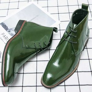 Non-marque taille supplémentaire 38-486.5-14 HBP couleur verte dernière conception mode confortable à lacets en cuir bottines pour hommes