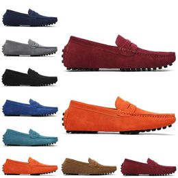 Zapatos casuales de gamuza para hombre sin marca, más baratos, negro, azul claro, vino, rojo, gris, naranja, verde, marrón, para hombre, sin cordones, en zapatos de cuero perezosos, tamaño 38-45971 s