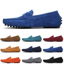 Chaussures en daim décontractées pour hommes, sans marque, noir, bleu, vin, rouge, gris, orange, vert, marron, sans lacet, paresseux, en cuir, pointure 38-45
