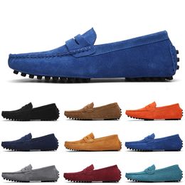 Chaussures en daim décontractées pour hommes, sans marque, noir, bleu clair, vin, rouge, gris, orange, vert, marron, sans lacet, chaussure en cuir paresseuse