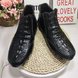 Non-marque taille 38-47 Crocodile HBP en cuir véritable supérieur de qualité supérieure en gros fermeture éclair hommes bottines