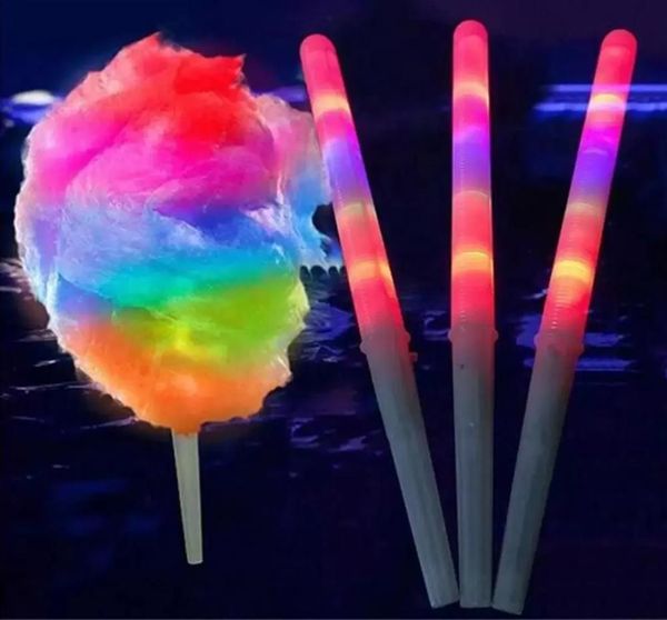 Non jetable de qualité alimentaire Light Festive Party Cotton Candy Cones Colorful Glowing Luminous Marshmallow Sticks Clé clignotante Noël RRC163